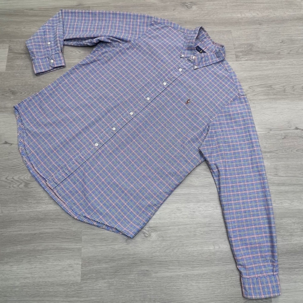 Polo Ralph Lauren Mens XL Plaid Button Down Shirt Cotton Flesh Colored Pony Logo
